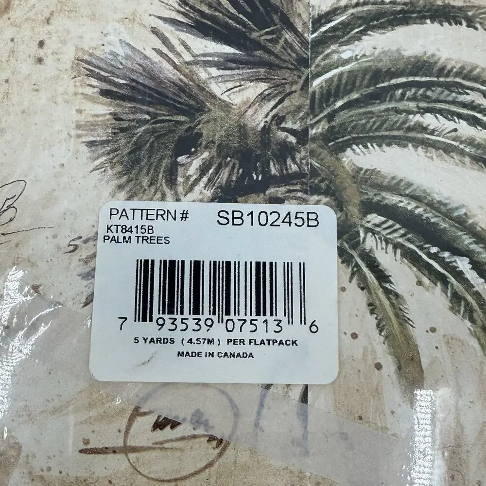 4 VTG Expressions Prepasted Wallpaper Border Palm Trees SB10245B Tropical